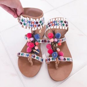 Colorful Pom Pom Tribal Sandals
